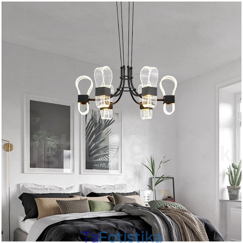 6 Light Nordic Post Modern Design Πολυέλαιος με Ακρυλικές Αποχρώσεις