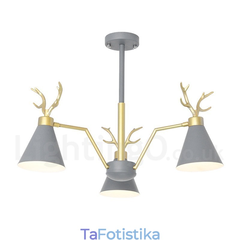 Πολυέλαιος 3 Light Nordic Macaron Modern Antlers