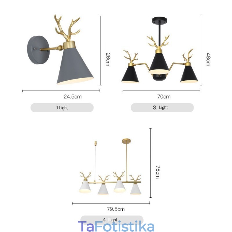 Πολυέλαιος 3 Light Nordic Macaron Modern Antlers