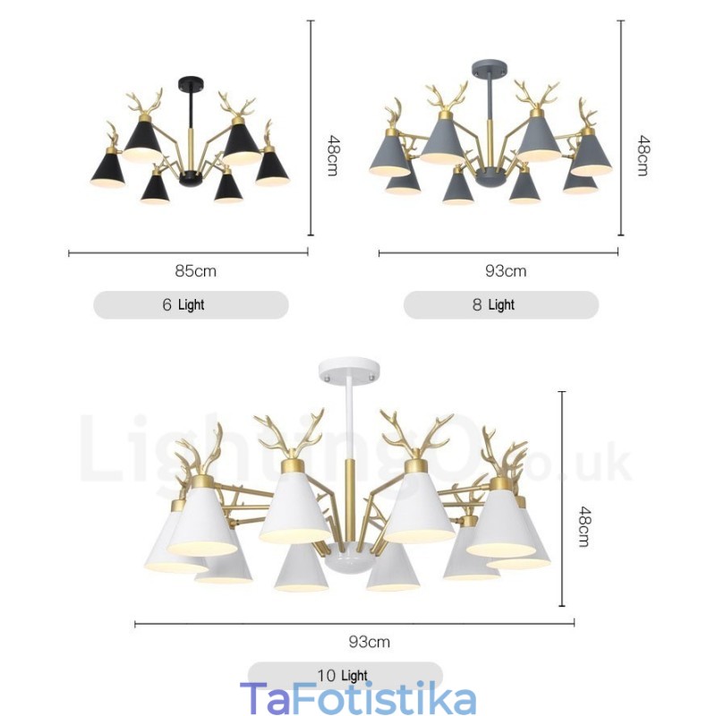 Πολυέλαιος 4 Light Nordic Macaron Modern Antlers