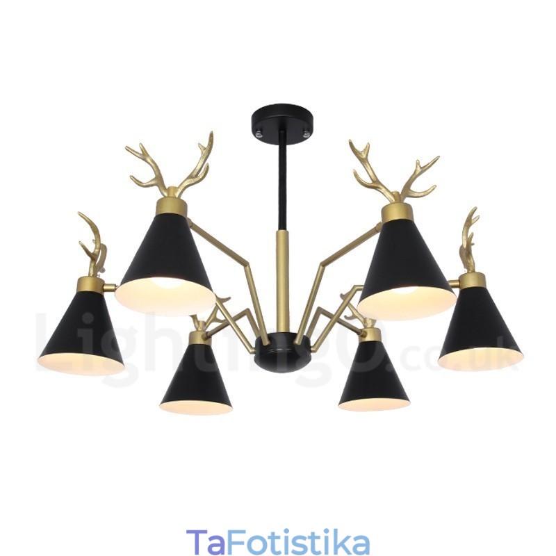 Πολυέλαιος 6 Light Nordic Macaron Modern Antlers