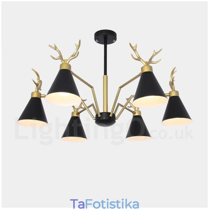 Πολυέλαιος 6 Light Nordic Macaron Modern Antlers