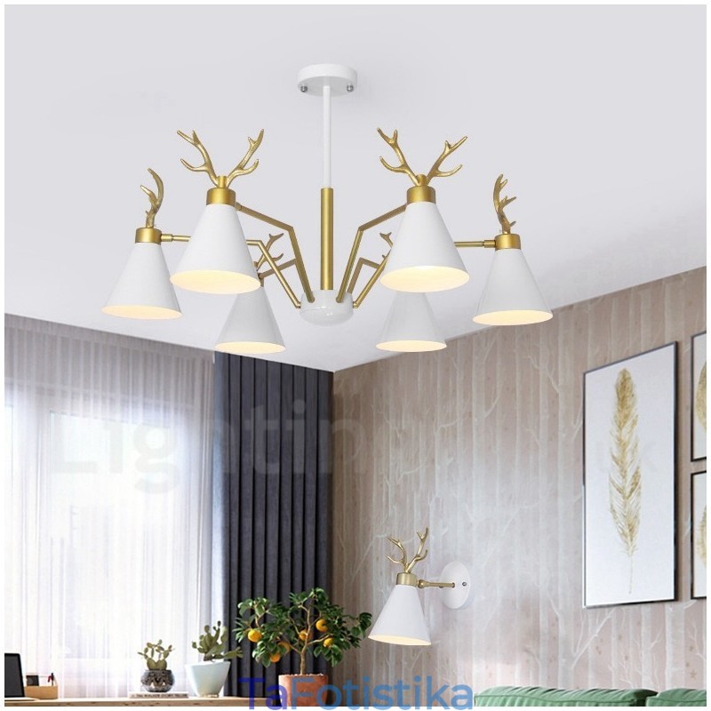 Πολυέλαιος 6 Light Nordic Macaron Modern Antlers