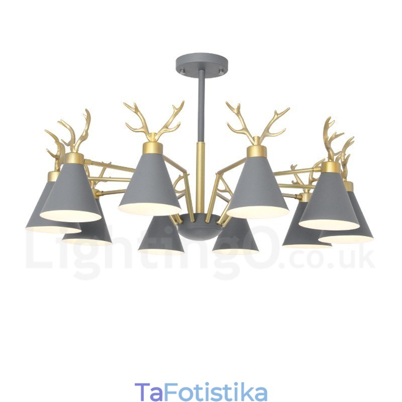 Πολυέλαιος 10 Light Nordic Macaron Modern Antlers