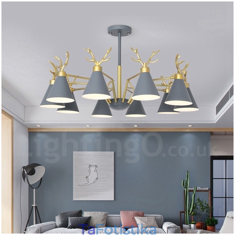Πολυέλαιος 10 Light Nordic Macaron Modern Antlers