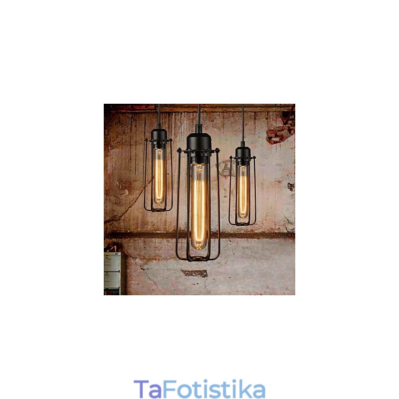 Πολυέλαιος Mini Style Rustic Lodge Retro Metal 3 Light Κρεμαστό Φωτιστικό