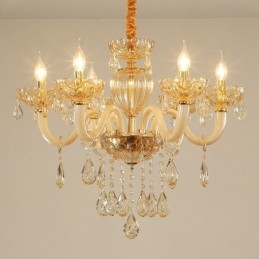 Πολυέλαιος 6 Light Champagne Color Crystal Candele