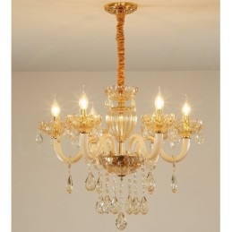 Πολυέλαιος 6 Light Champagne Color Crystal Candele