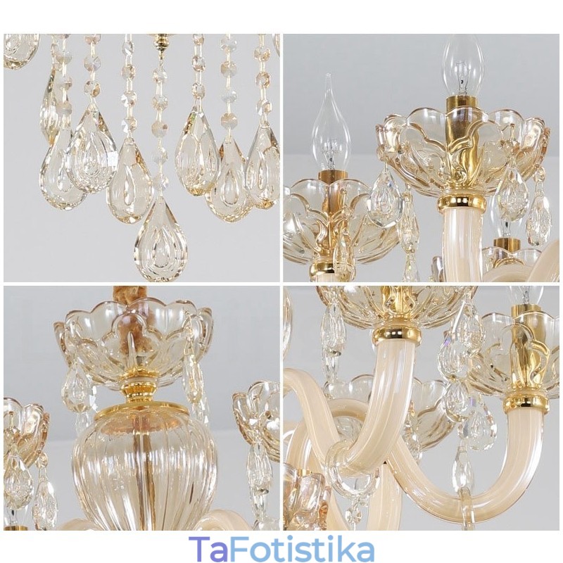 Πολυέλαιος 6 Light Champagne Color Crystal Candele