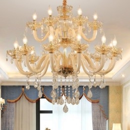 Πολυέλαιος 18 (12+6) Light Champagne Color Elegant Crystal Candele