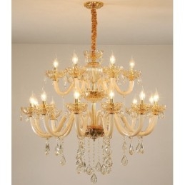 Πολυέλαιος 18 (12+6) Light Champagne Color Elegant Crystal Candele