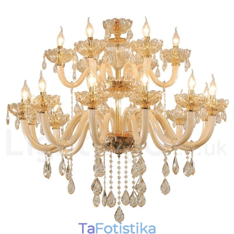 Πολυέλαιος 18 (12+6) Light Champagne Color Elegant Crystal Candele