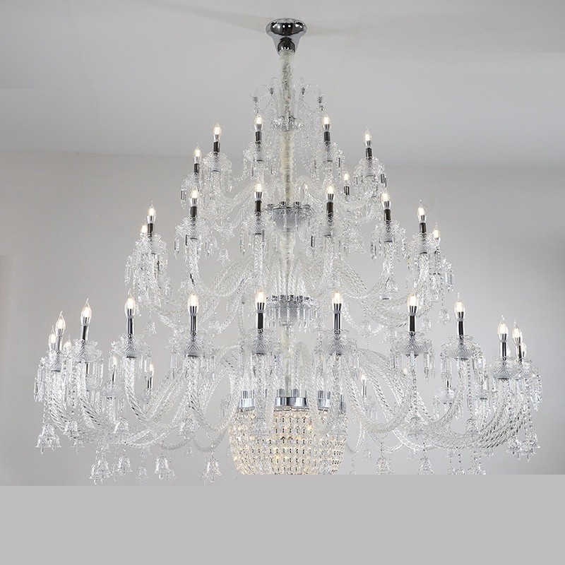 50 Light Clear Elegant Luxurious Crystal Candle Chandelier Exhibition Hal