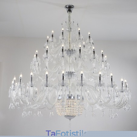 50 Light Clear Elegant Luxurious Crystal Candle Chandelier Exhibition Hal 50 Light Clear Elegant Luxurious Crystal Candle Chandelier Exhibition Hal