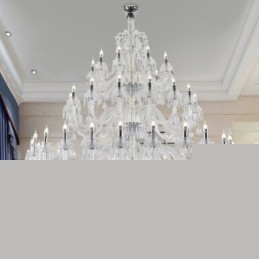 50 Light Clear Elegant Luxurious Crystal Candle Chandelier Exhibition Hal