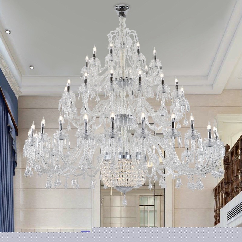 50 Light Clear Elegant Luxurious Crystal Candle Chandelier Exhibition Hal