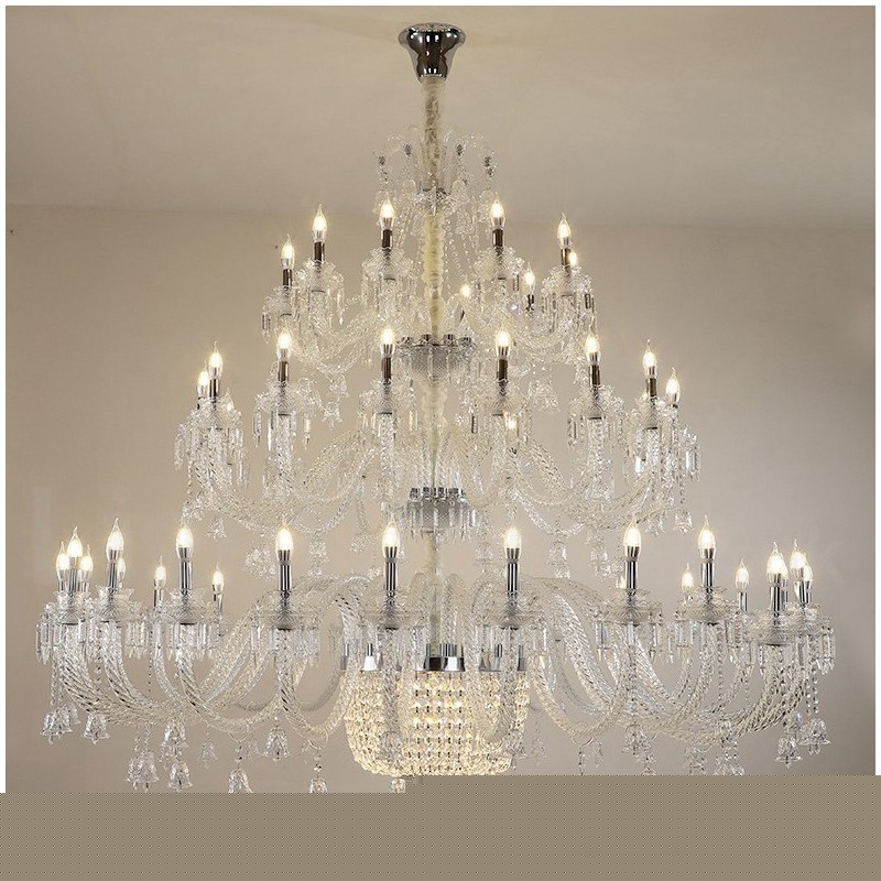 50 Light Clear Elegant Luxurious Crystal Candle Chandelier Exhibition Hal