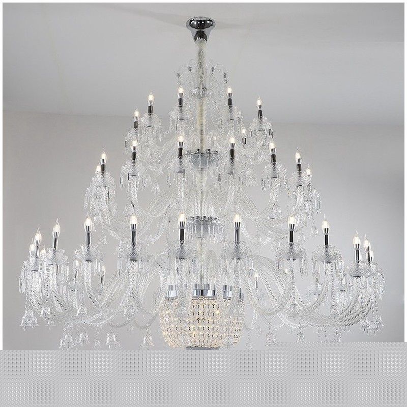 50 Light Clear Elegant Luxurious Crystal Candle Chandelier Exhibition Hal