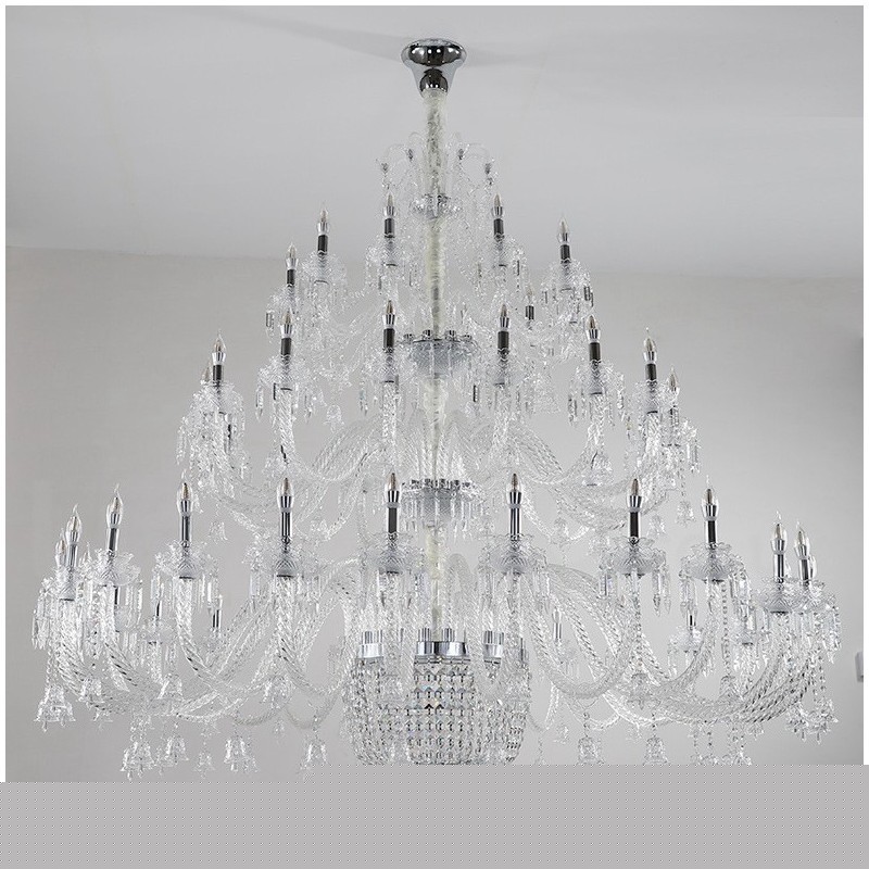 50 Light Clear Elegant Luxurious Crystal Candle Chandelier Exhibition Hal