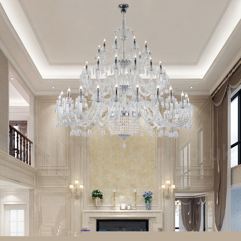 50 Light Clear Elegant Luxurious Crystal Candle Chandelier Exhibition Hal