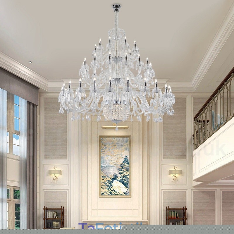 50 Light Clear Elegant Luxurious Crystal Candle Chandelier Exhibition Hal