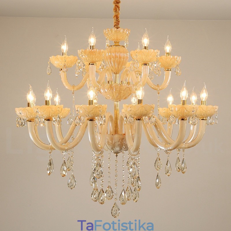 Πολυέλαιος 18 (12+6) Light Luxurious Champagne Crystal Candelier