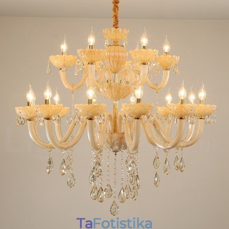 Πολυέλαιος 18 (12+6) Light Luxurious Champagne Crystal Candelier Πολυέλαιος 18 (12+6) Light Luxurious Champagne Crystal Candelier