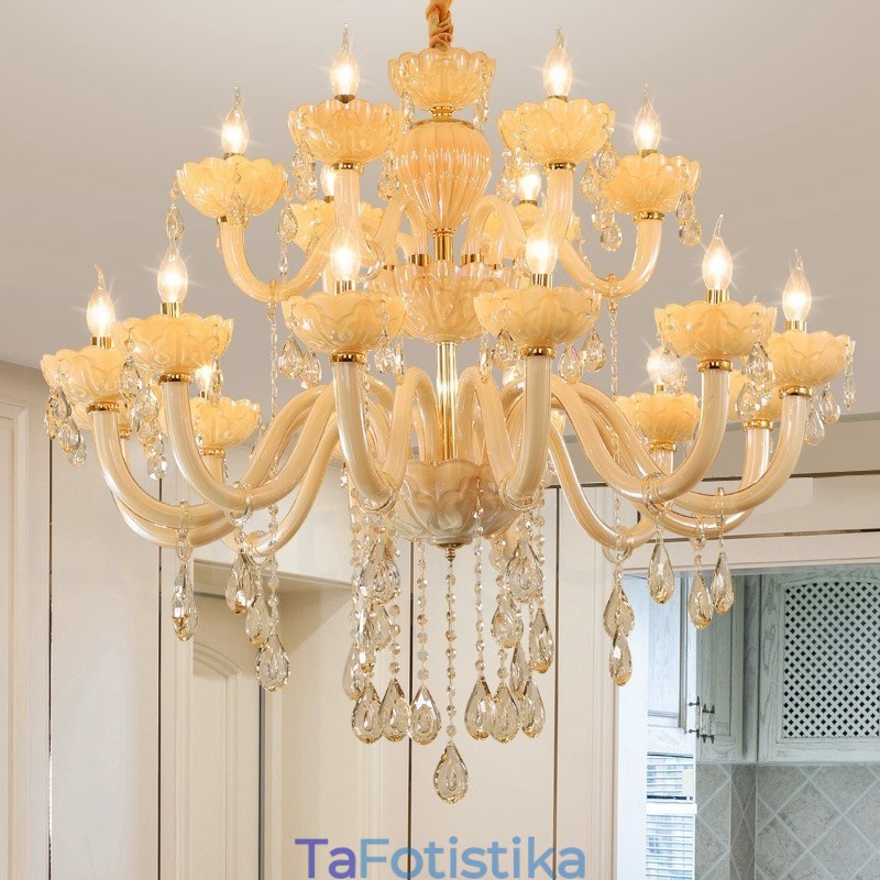 Πολυέλαιος 18 (12+6) Light Luxurious Champagne Crystal Candelier