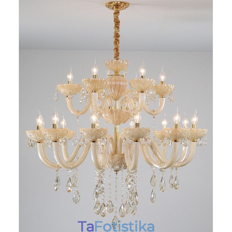 Πολυέλαιος 18 (12+6) Light Luxurious Champagne Crystal Candelier