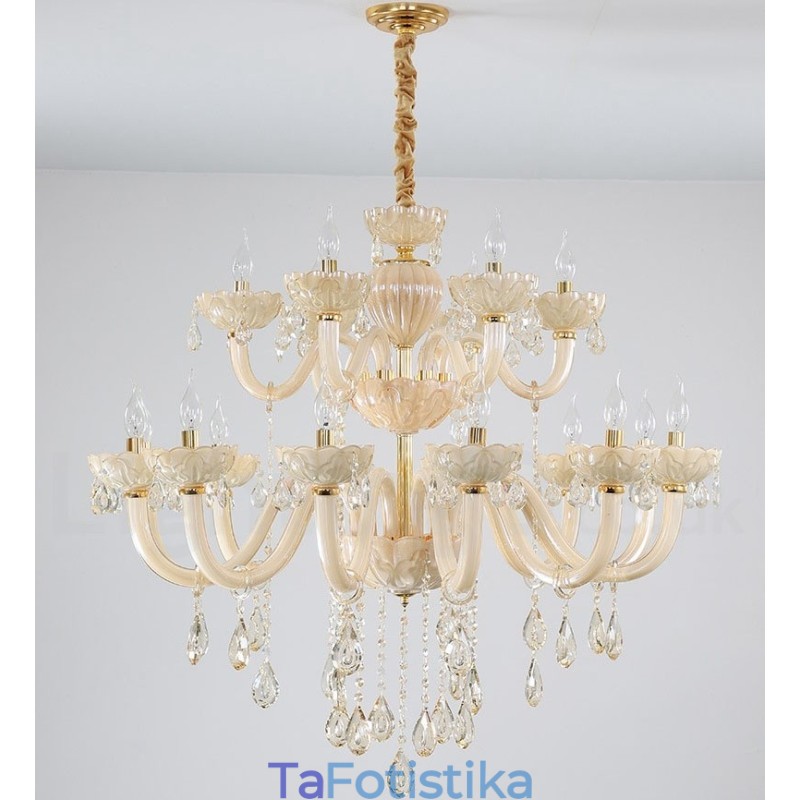 Πολυέλαιος 18 (12+6) Light Luxurious Champagne Crystal Candelier