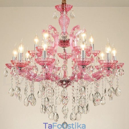 Πολυέλαιος 18 (12+6) Light Luxurious Crystal Candelier with Clear Crystal Multi Colors Πολυέλαιος 18 (12+6) Light Luxurious Crystal Candelier with Clear Crystal Multi Colors