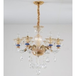6 Light Modern Contemporary Champagne Candele Chandelier with Crystal