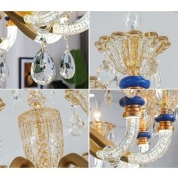 6 Light Modern Contemporary Champagne Candele Chandelier with Crystal