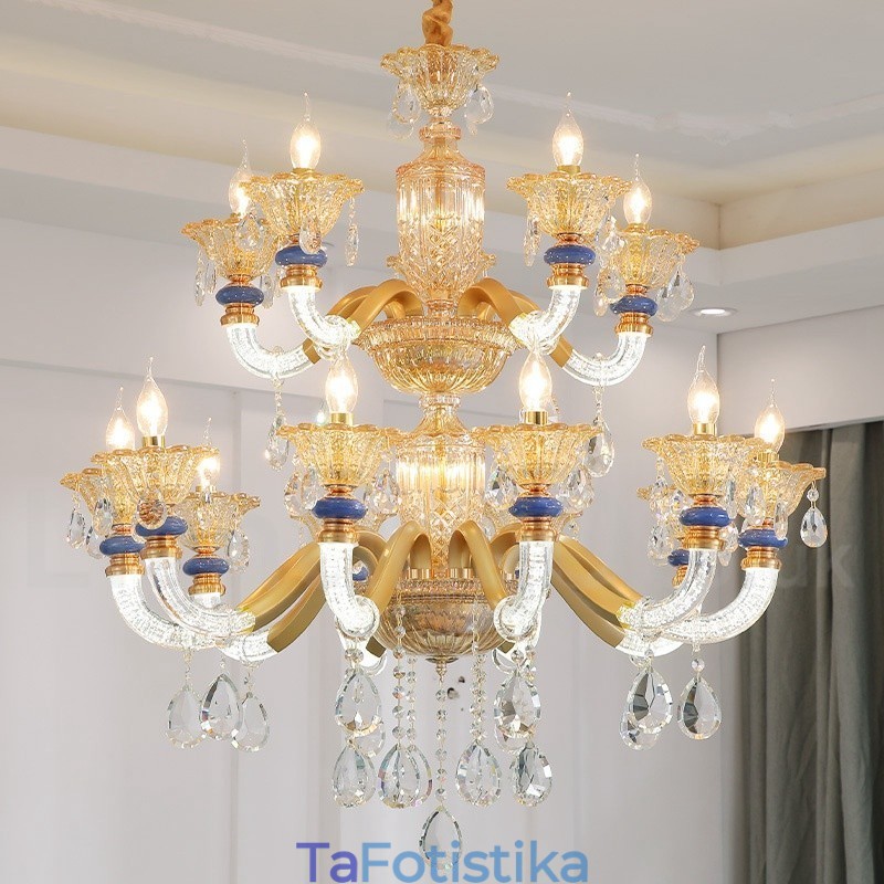 15 (10+5) Light Modern Contemporary Champagne Candelier with Crystal