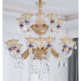 15 (10+5) Light Modern Contemporary Champagne Candelier with Crystal