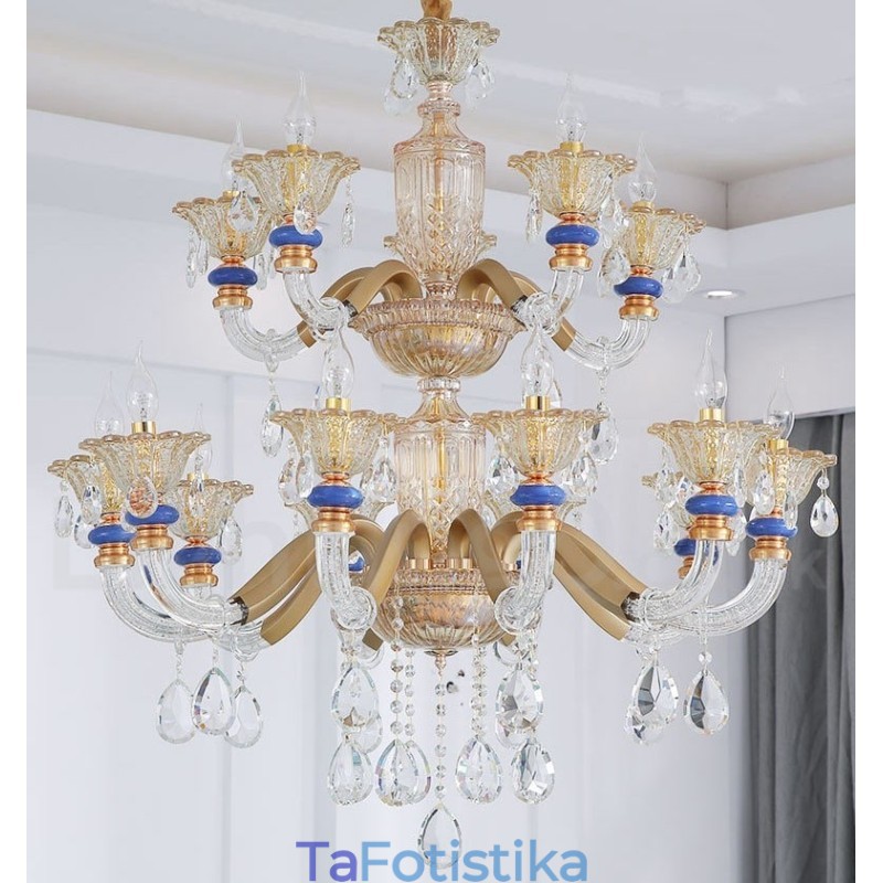 15 (10+5) Light Modern Contemporary Champagne Candelier with Crystal