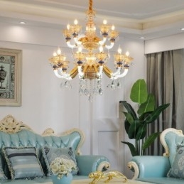 15 (10+5) Light Modern Contemporary Champagne Candelier with Crystal