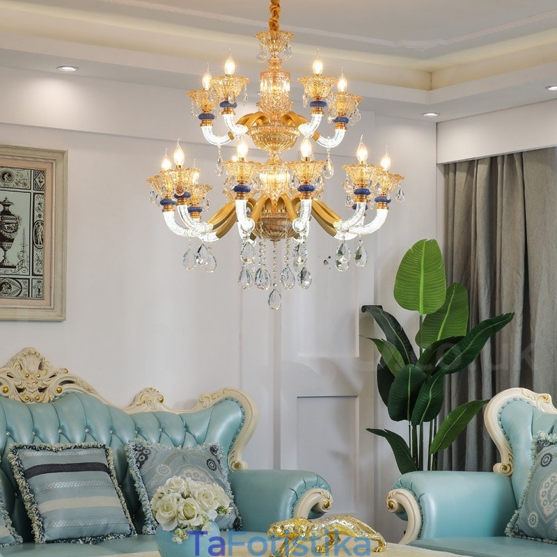 15 (10+5) Light Modern Contemporary Champagne Candelier with Crystal