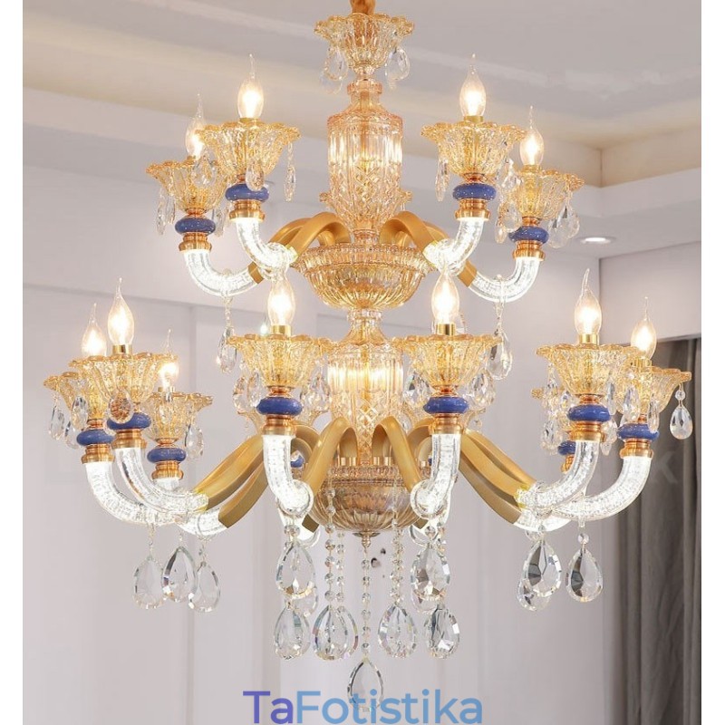 15 (10+5) Light Modern Contemporary Champagne Candelier with Crystal