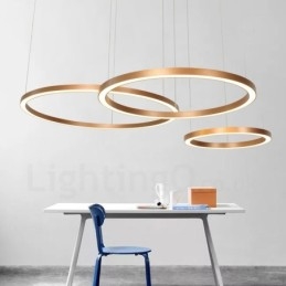 Wi Fi Smart Dimmable Χρυσό Ροζ Χρυσό Μοντέρνο Σύγχρονο Κρεμαστό Φωτιστικό από Κράμα Αλουμινίου με 3 Δαχτυλίδια με Ακρυλικό Απόχρωση