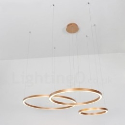 Wi Fi Smart Dimmable Χρυσό Ροζ Χρυσό Μοντέρνο Σύγχρονο Κρεμαστό Φωτιστικό από Κράμα Αλουμινίου με 3 Δαχτυλίδια με Ακρυλικό Απόχρωση