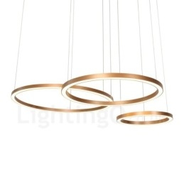 Wi Fi Smart Dimmable Χρυσό Ροζ Χρυσό Μοντέρνο Σύγχρονο Κρεμαστό Φωτιστικό από Κράμα Αλουμινίου με 3 Δαχτυλίδια με Ακρυλικό Απόχρωση