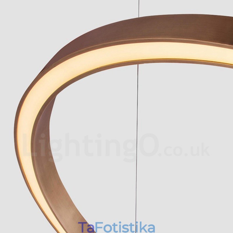 Wi Fi Smart Dimmable Χρυσό Ροζ Χρυσό Μοντέρνο Σύγχρονο Κρεμαστό Φωτιστικό από Κράμα Αλουμινίου με 3 Δαχτυλίδια με Ακρυλικό Απόχρωση