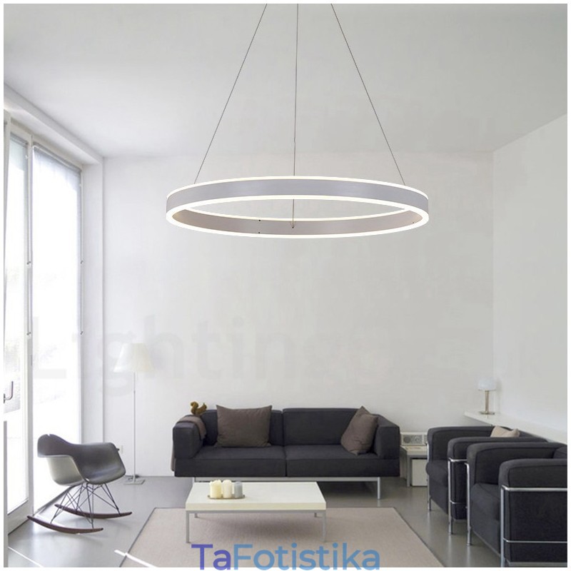 1 Δαχτυλίδι Δύο Λωρίδες Art Deco Κρεμαστό Φωτιστικό 60cm Κρεμαστό Φωτιστικό
