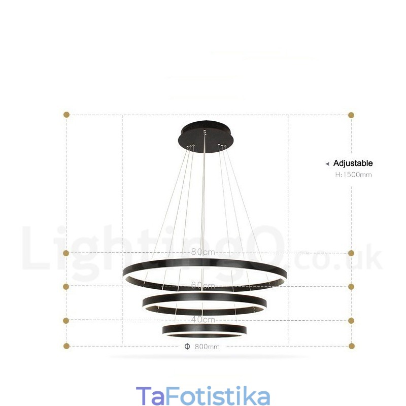 Ρυθμιζόμενο Wi Fi Smart 3 Rings Two Strip Μοντέρνο μοντέρνο κρεμαστό φωτιστικό με ακρυλική απόχρωση