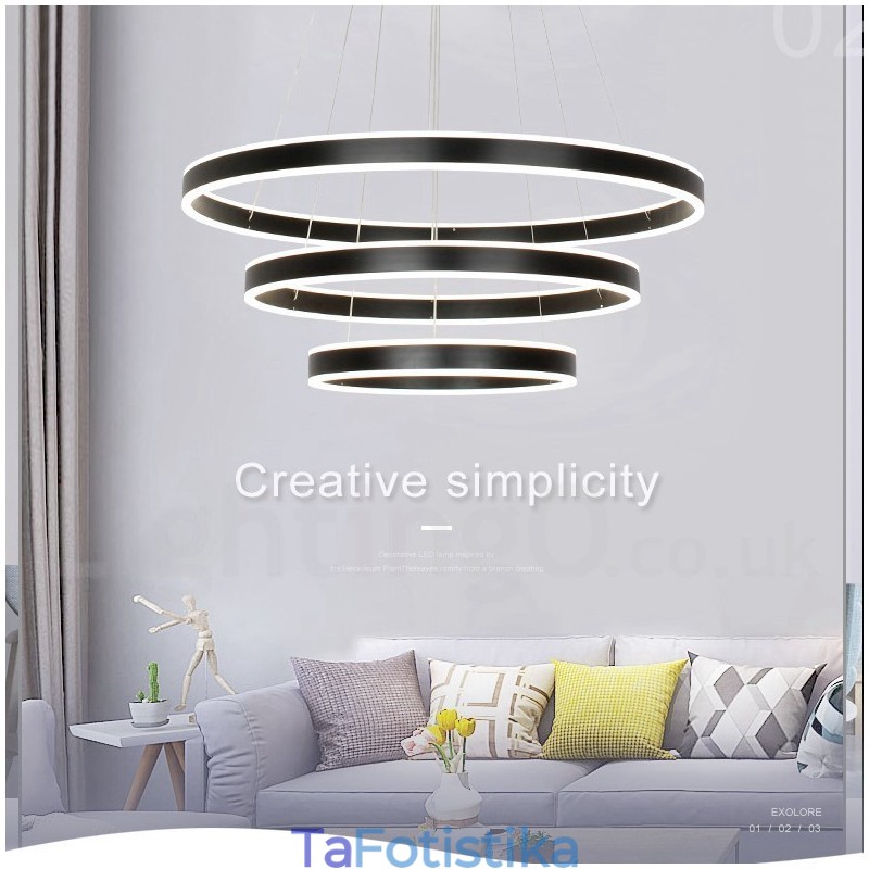 Ρυθμιζόμενο Wi Fi Smart 3 Rings Two Strip Μοντέρνο μοντέρνο κρεμαστό φωτιστικό με ακρυλική απόχρωση
