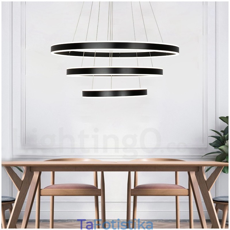 Ρυθμιζόμενο Wi Fi Smart 3 Rings Two Strip Μοντέρνο μοντέρνο κρεμαστό φωτιστικό με ακρυλική απόχρωση