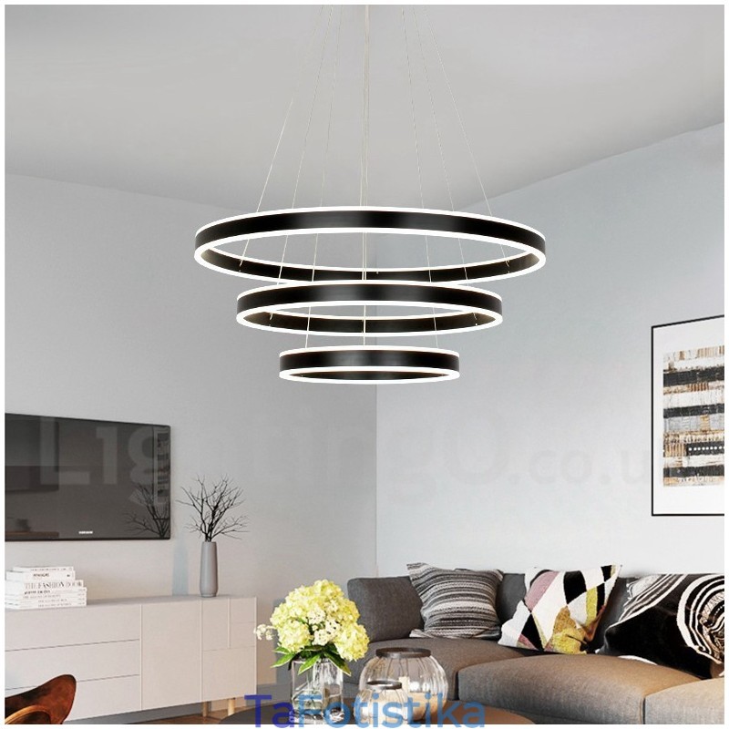 Ρυθμιζόμενο Wi Fi Smart 3 Rings Two Strip Μοντέρνο μοντέρνο κρεμαστό φωτιστικό με ακρυλική απόχρωση