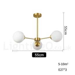 3 Light Pure Brass North Europe Bean Chandelier Modern Metal Molecules Κρεμαστό φως