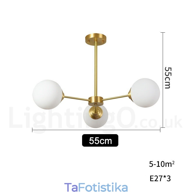3 Light Pure Brass North Europe Bean Chandelier Modern Metal Molecules Κρεμαστό φως